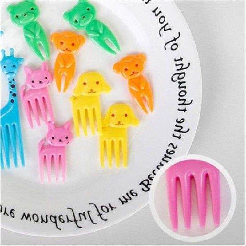 10pcs Fruit Fork Food-grade Plastics Mini Cartoon Toothpick - 实物图