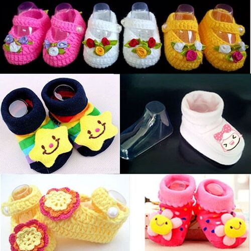 10Pcs Clear Plastic Baby Feet Display Baby Booties Shoes Soc