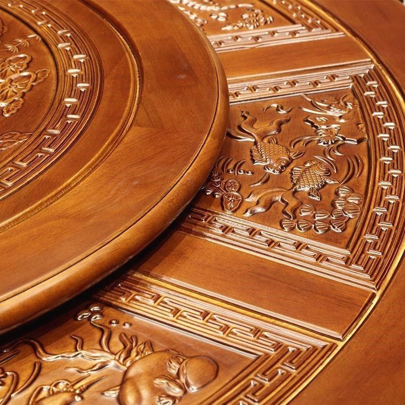 全实木餐桌椅中式仿古雕花大圆桌乡下家用饭桌带转盘餐桌家用,住宅家具,红木餐桌,淘宝优惠券,粉丝福利购,淘宝优惠卷