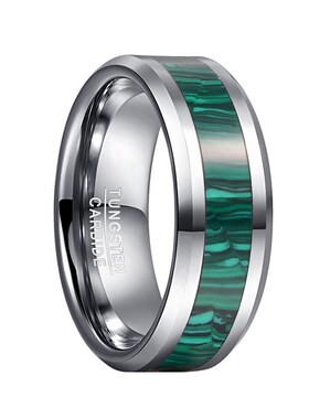 Tungsten Carbide Ring Inlaid Artificial Stone Dark Green Str