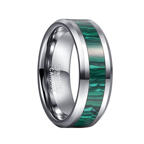Tungsten Carbide Ring Inlaid Artificial Stone Dark Green Str
