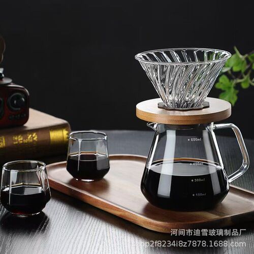 Square Handle ffee Pot Hand Brewed ffee Cup Set Simple Trans