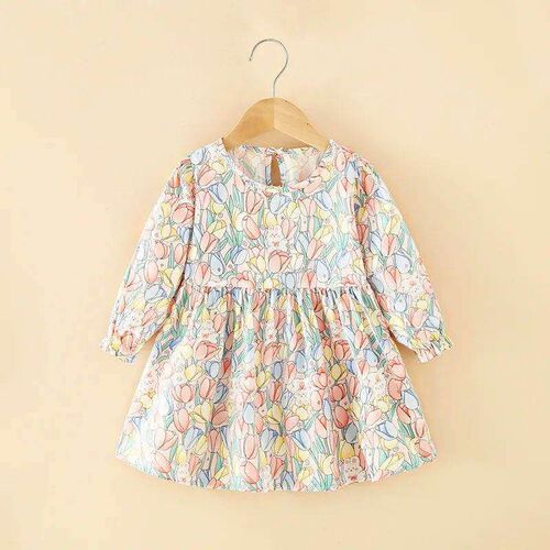 2-6year Girls Dress Cartoon printing 2023 Autumn long sleev