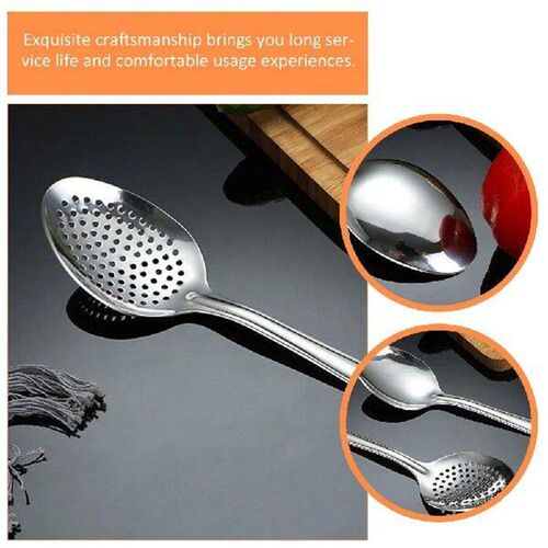 2 Pcs Stainless Steel Serving Spoon Kitchen Slotted