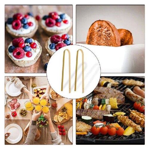 20Pcs Wooden Bamboo Tongs Cooking Utensils Mini Bamboo