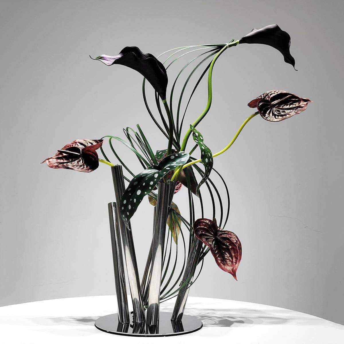 简约现代不锈钢花器仿真花摆件轻奢客厅家居茶几餐桌绿植假花摆设,鲜花速递/花卉仿真/绿植园艺,割草机/草坪机,淘宝优惠券,粉丝福利购,淘宝优惠卷