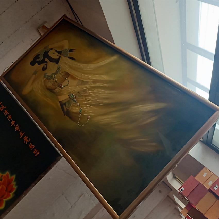手工彩绘人物漆画挂屏传统漆器贴金彩绘古风漆艺玄关装饰画挂板画