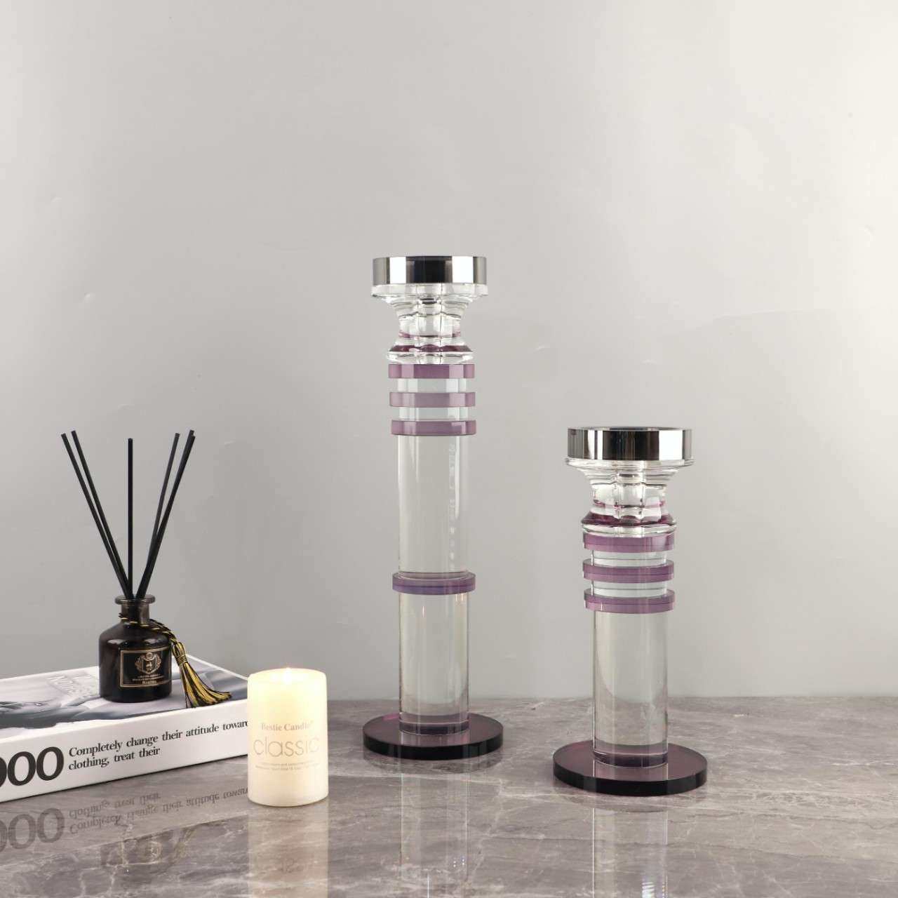 现代简约几何透明水晶烛台桌面艺术摆件客厅餐厅酒店软装家居饰品,3C数码配件,其它配件,淘宝优惠券,粉丝福利购,淘宝优惠卷