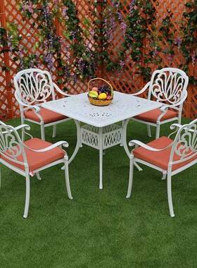 四椅配方桌休闲户外桌椅古典精美铝桌椅铸花园桌1508C椅搭庭院家