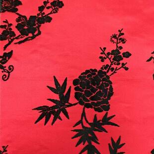 中国传全真丝漳绒丝绒提花花卉漳绒式布饰新中马甲旗统HGV袍服面