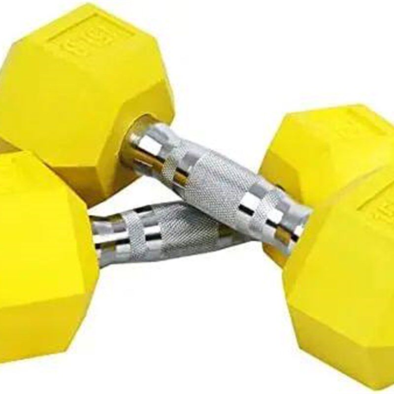 Signature Fitness Colored Rubber Encased Hex Dumbbell, Pairs
