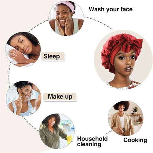 Silk Bonnet for Sleeping, Satin Hair Wrap Cap for Women, Dou