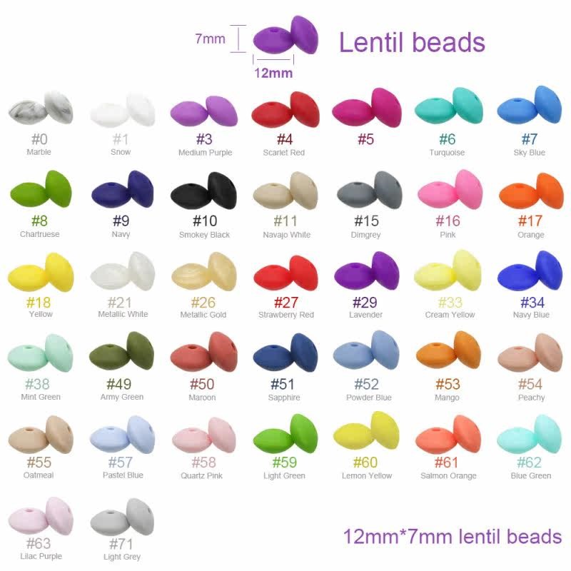 Cute-Idea 20Pcs Silicone Lentil Beads 12MM Baby Abacus Teeth - 实物图