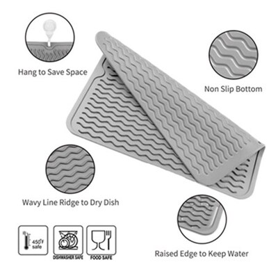 Silicone Dish Drying Mat liner Kitchen Counter or Sink