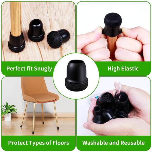 16PCS Chair Leg Protectors Silicone with Thick Wrap Felt Fur