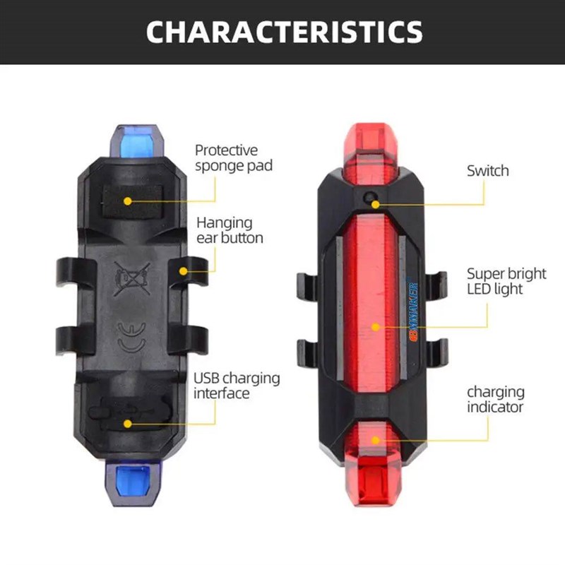 Bicycle Tail Light USB Rechargeable Mountain Cycle Rear Ligh图片
