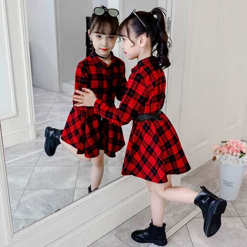 Childrens Clothing Girls Plaid Shirt Childrens Skirt Spri