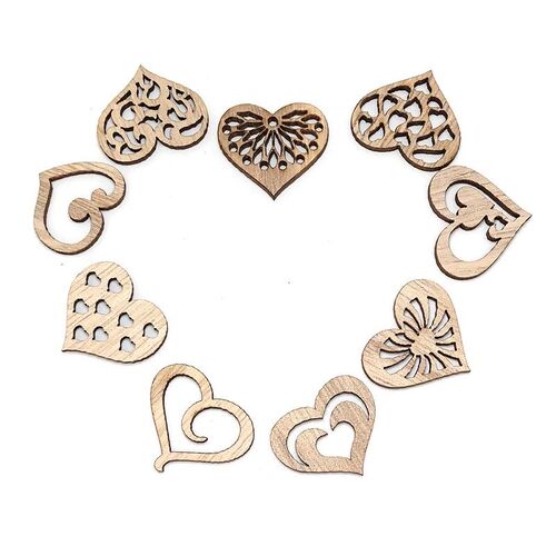 50pcs Wedding Wooden Ornament Love Heart Wood Hangings Weddi