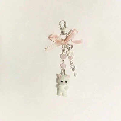 handmade furry cats Matching keychains kitten  women fashion