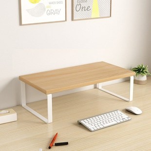 Large Dual Monitor Stand Riser, Solid Wood Desk Shelf Office