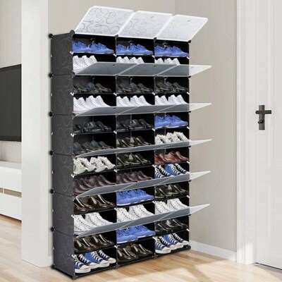 12-Tier Portable 72 Pair Shoe Rack Organizer 36 Grids Tower