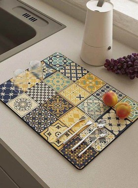 Kitchen Drain Pad Dish Drainer Mat Absorbent Dish Drying Mat