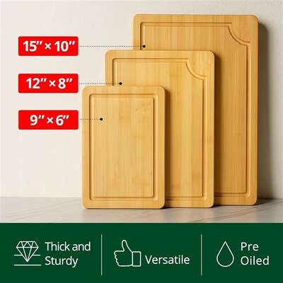 Wooden Cutting Boards Bamboo Wood Serving Board Set Kitchen