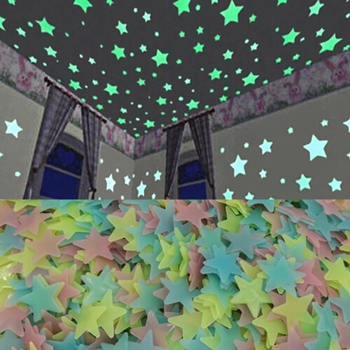 100pcs/lot 3D Stars Glow In The Dark Wall ers Energy Storage