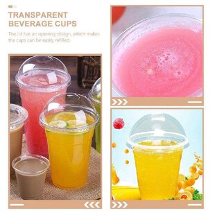 Drink Juice Cup Clear Coffee Cups Lids Transparent Beverage