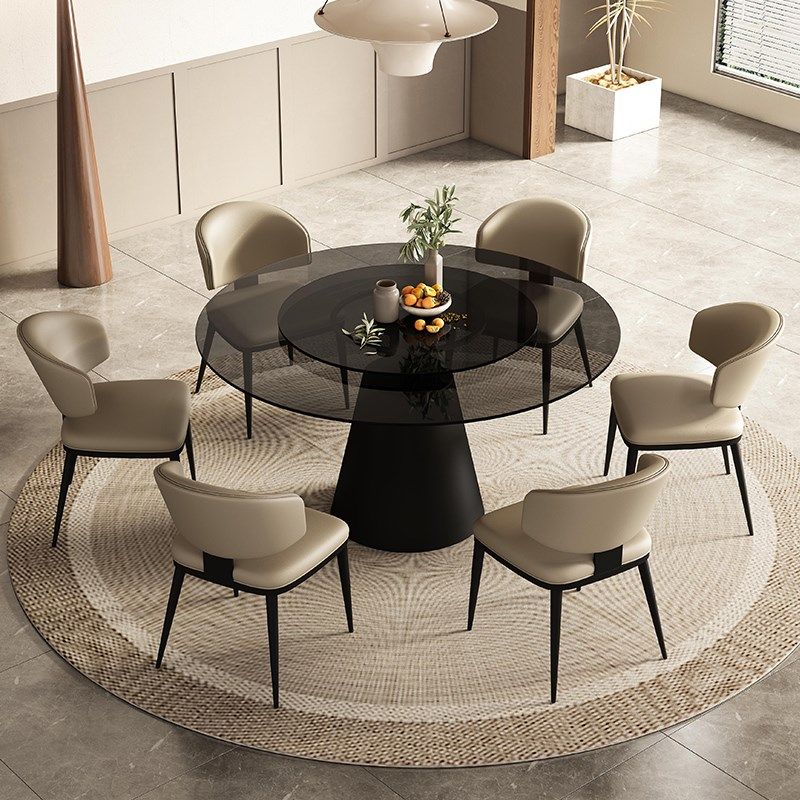 意式极简防爆钢化玻璃圆餐桌椅家用小户型圆形饭桌定制洽谈桌,住宅家具,玻璃餐桌,淘宝优惠券,粉丝福利购,淘宝优惠卷