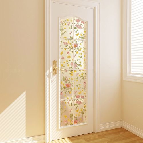 装万家玻璃贴纸碎花装饰玻璃门厕所窗户防窥透光不透人磨砂静电膜