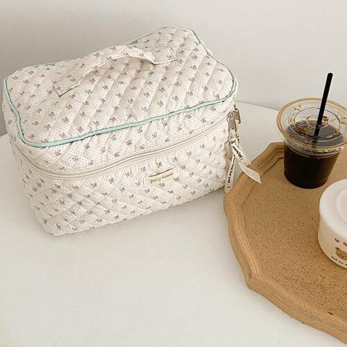 Cute Quilting Cotton Makeup Bag Women Zipper Cosmetic Organi