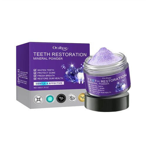 ORALHOE Purple Teeth Whitening Powder Gentle Cleaning Protec