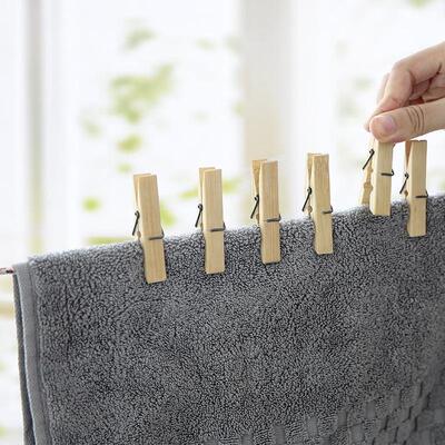 20-Pack Bamboo Clothespins for Drying Racks and Plant Clips