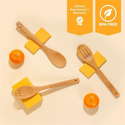 Bamboo Wooden Spoons Spatula Cooking Utensils Set Holder