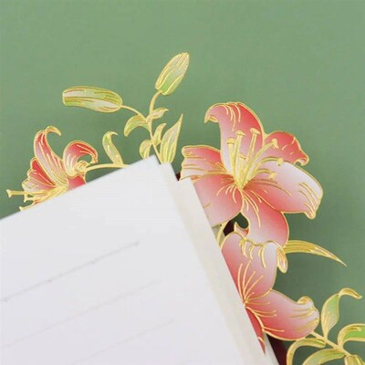 Chinese style Flower Bookmark Metal Brass Hollow Tassel Book