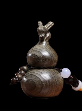 金丝楠木阴沉木葫芦摆件手工龙年生肖龙头葫芦手把件福禄吉祥挂件