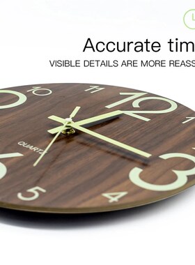 Wooden Wall Clock Luminous Number Hanging Clocks Quiet Dark