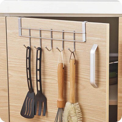 Five-in-one hanging rack with hooks for kitchen cabinet door