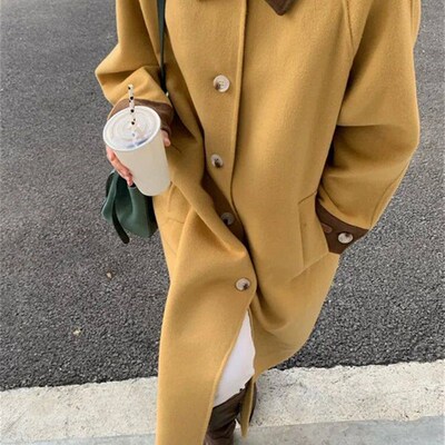 Cotvotee Contrast Color Wool Coats Women 2023 Fall Winter Ne
