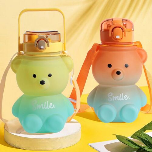 Cute kawaii water bottle for girl bear plastic pink korean b