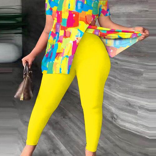 Summer Fashion Printed Two Piece Set Women Off Shoulder Shor