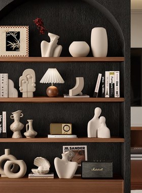 贝汉美中古陶瓷花瓶摆件客厅酒柜装素胚艺术名宿高级感软装饰品