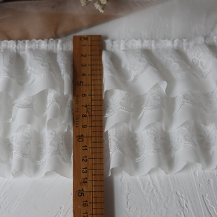 12CM Wide White Black Three Layers 3D Pleated Mesh Chiffon F
