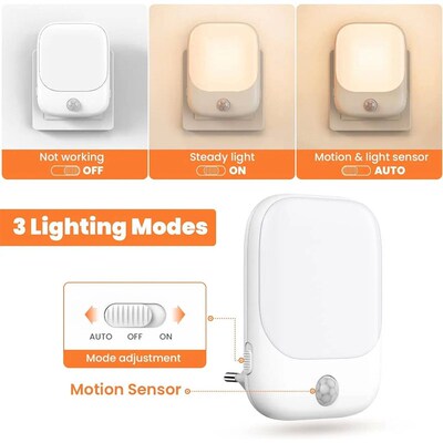 1pc/2pcs EU Plug in LED Motion Sensor Night Lights for Kids
