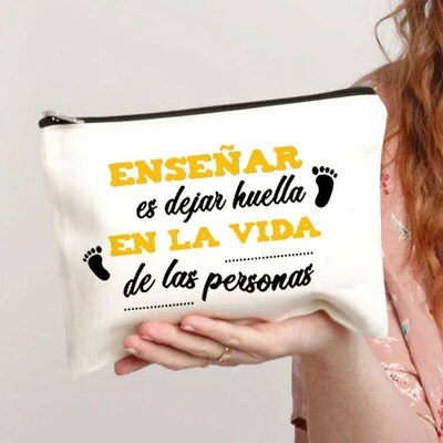 Spanish Printed Makeup Pouch Pencil Case Teacher Life School