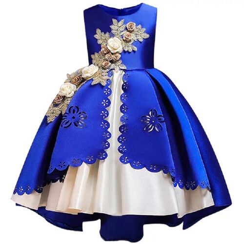 Embroidery Silk Princess Dress for Baby Girl Flower Elegant