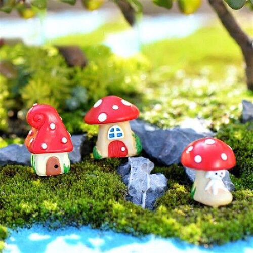3Pcs/Set Cute Cartoon Red Mushroom House 3 Types DIY Resin