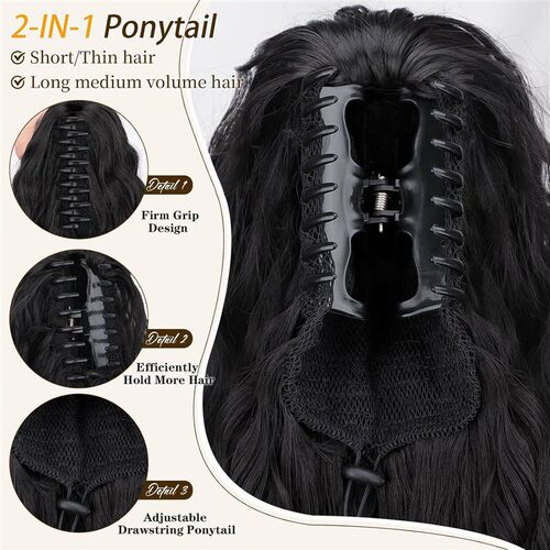 Xuchang Wig Yuanling 18 Inch Horsetail Wig Womens Wool Curl