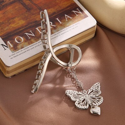 1PC Retro Metal Hair grip Goth Butterfly Hair Clip Love Pend